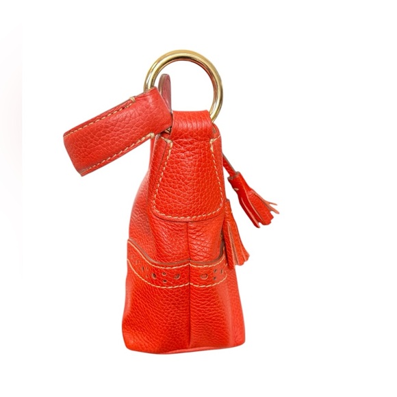 Dooney & Bourke Vintage Y2K Red Pebbled Leather Round Logo Zipper Shoulder Bag - Picture 5 of 16